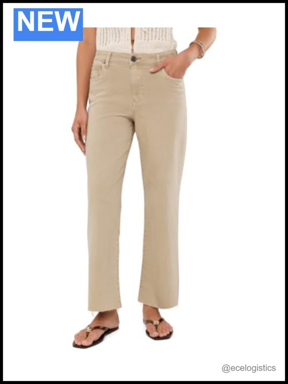 High-Rise Wide Leg Raw Hem Jeans Cotton Blend